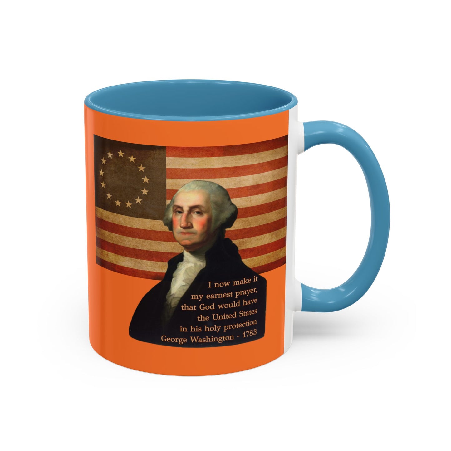 Washington's Earnest Prayer Orange Accent Mug by theGreenDragonTavern.shop