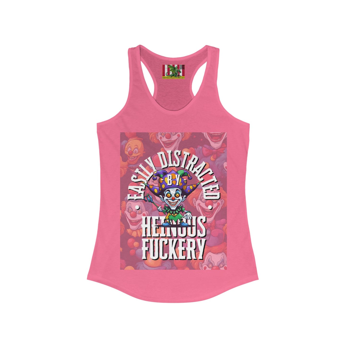 Easily Distracted by Heinous Fuckery Little Jincs Women's Racerback Tank Top by theGreenDragonTavern.shop