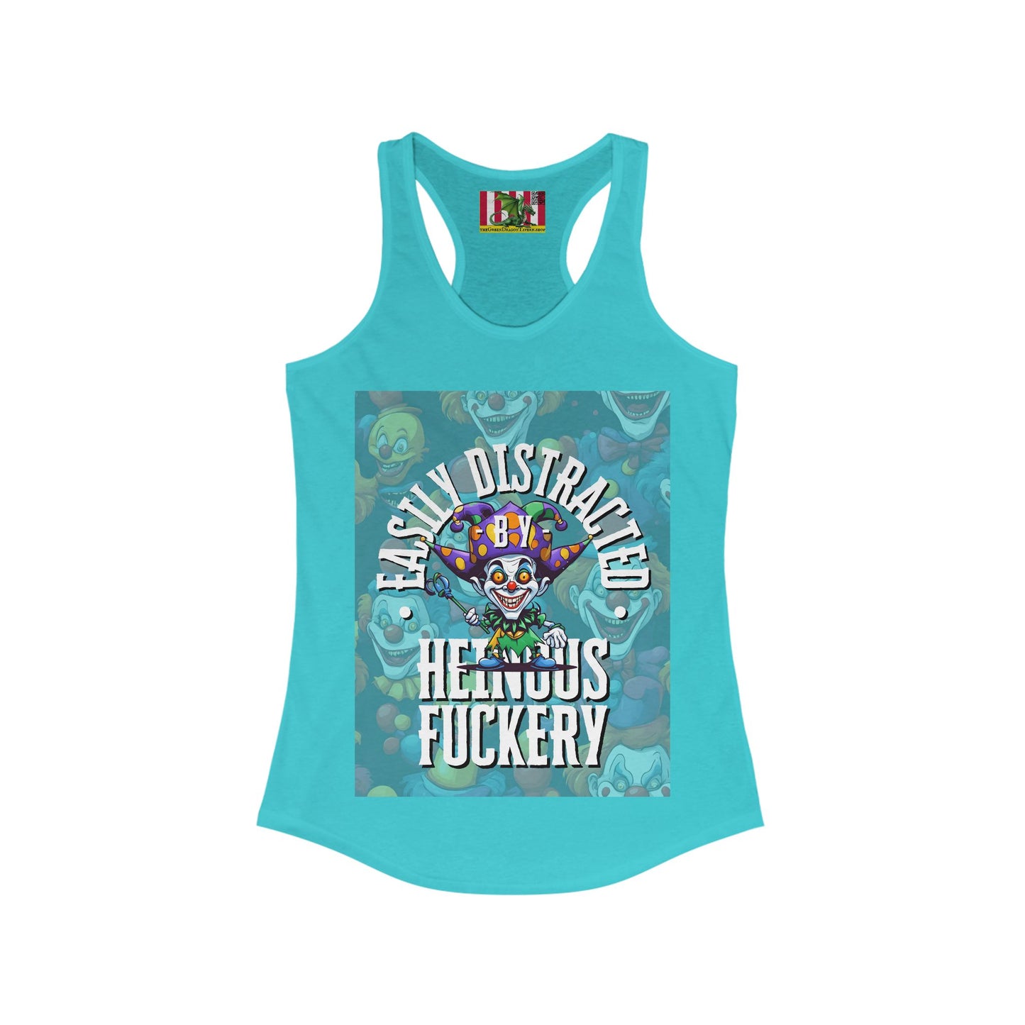 Easily Distracted by Heinous Fuckery Little Jincs Women's Racerback Tank Top by theGreenDragonTavern.shop