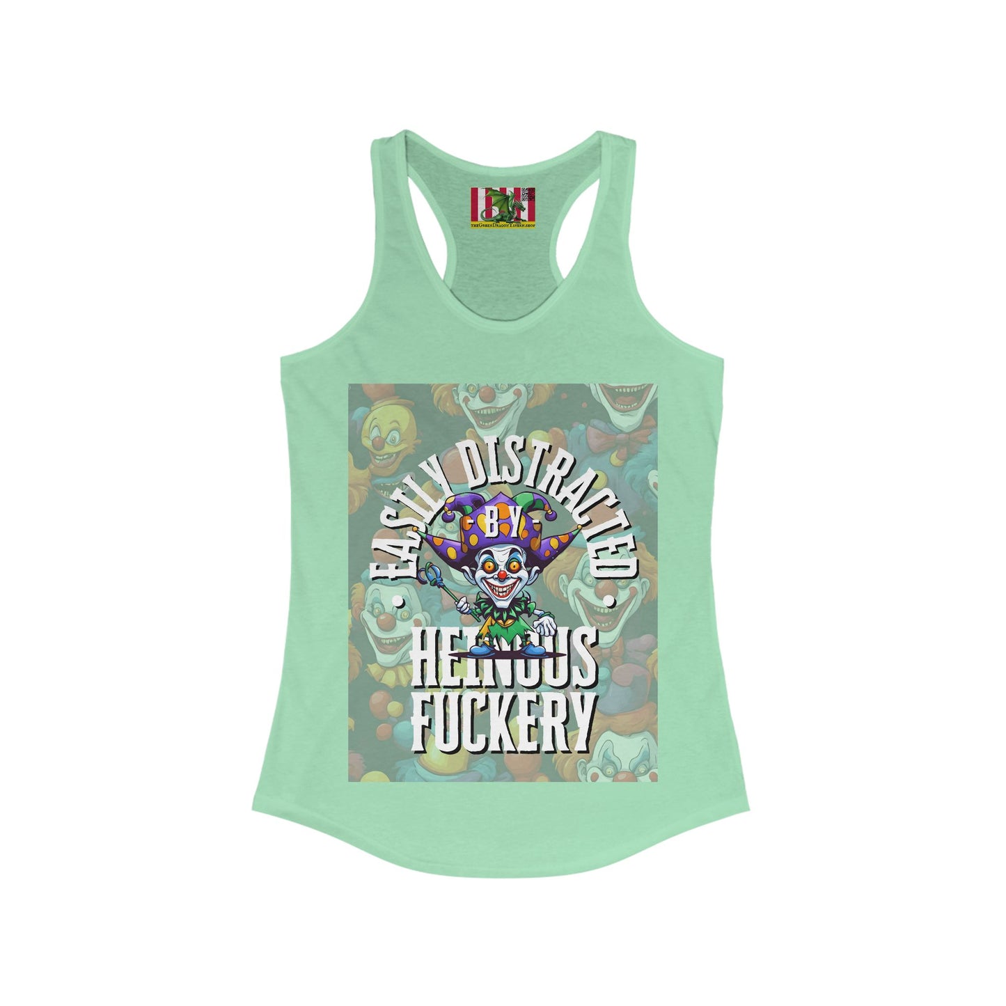 Easily Distracted by Heinous Fuckery Little Jincs Women's Racerback Tank Top by theGreenDragonTavern.shop