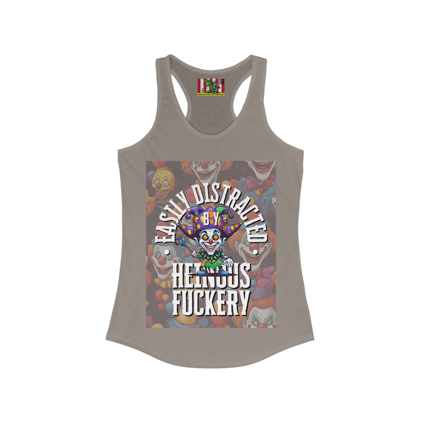 Easily Distracted by Heinous Fuckery Little Jincs Women's Racerback Tank Top by theGreenDragonTavern.shop