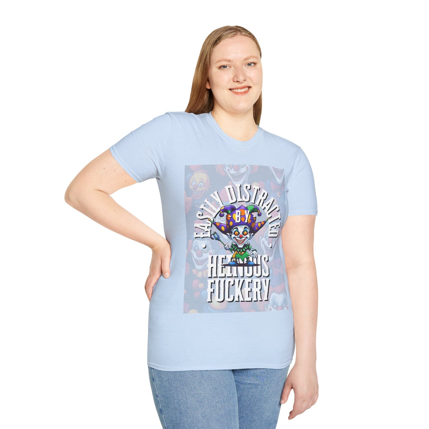 Easily Distracted by Heinous Fuckery Little Jincs Light colors Unisex T-Shirt by theGreenDragonTavern.shop