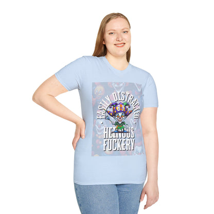 Easily Distracted by Heinous Fuckery Little Jincs Light colors Unisex T-Shirt by theGreenDragonTavern.shop