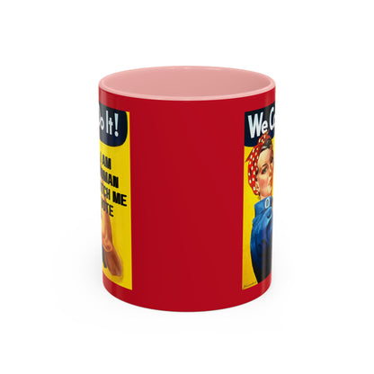 I Am Woman Watch Me Vote Rosie Red Accent Mug by theGreenDragonTavern.shop
