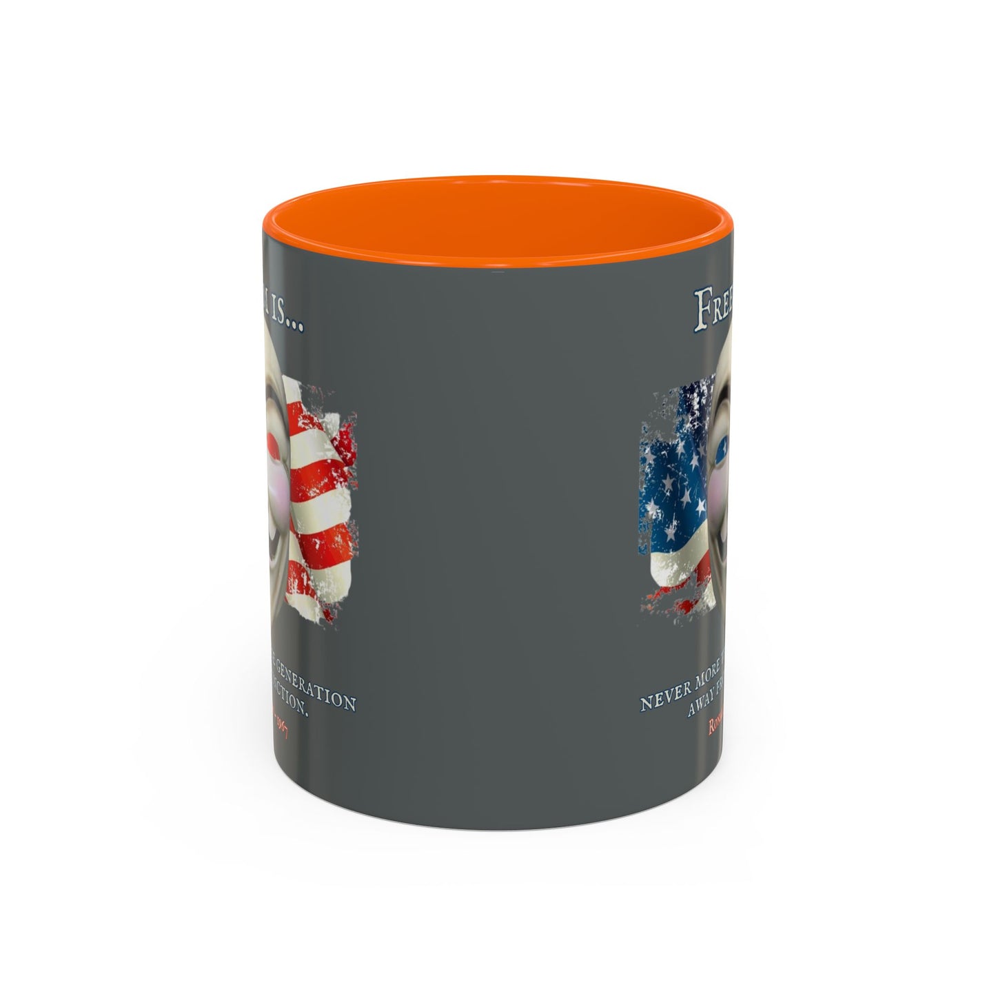 Ronald Reagan Freedom Vendetta Grey Accent Mug by theGreenDragonTavern.shop