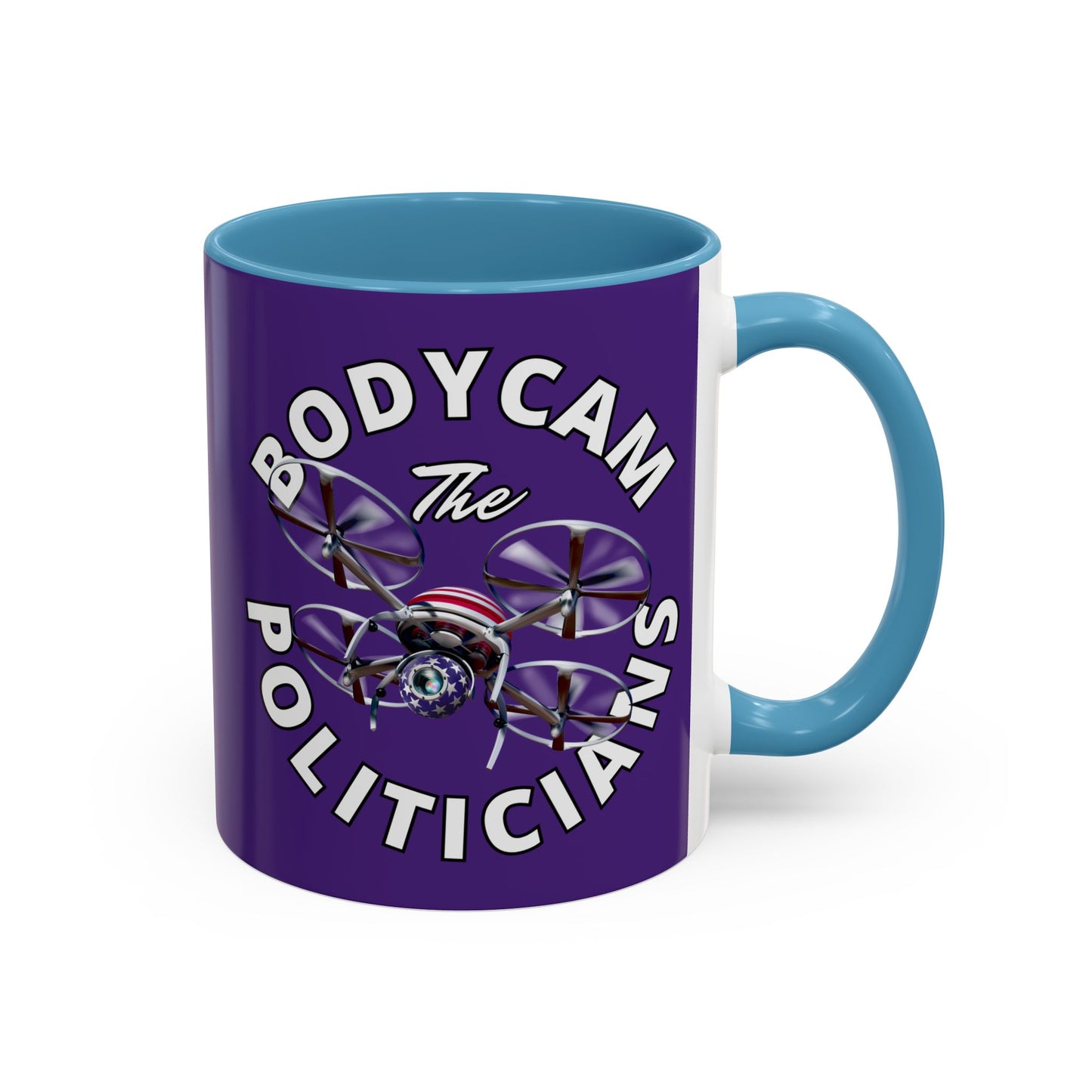 Bodycam the Politicians Drone Dark Purple Accent Mug by theGreenDragonTavern.shop