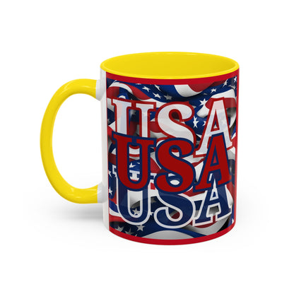 USA Red font Center Patriot Red Accent Mug by theGreenDragonTavern.shop