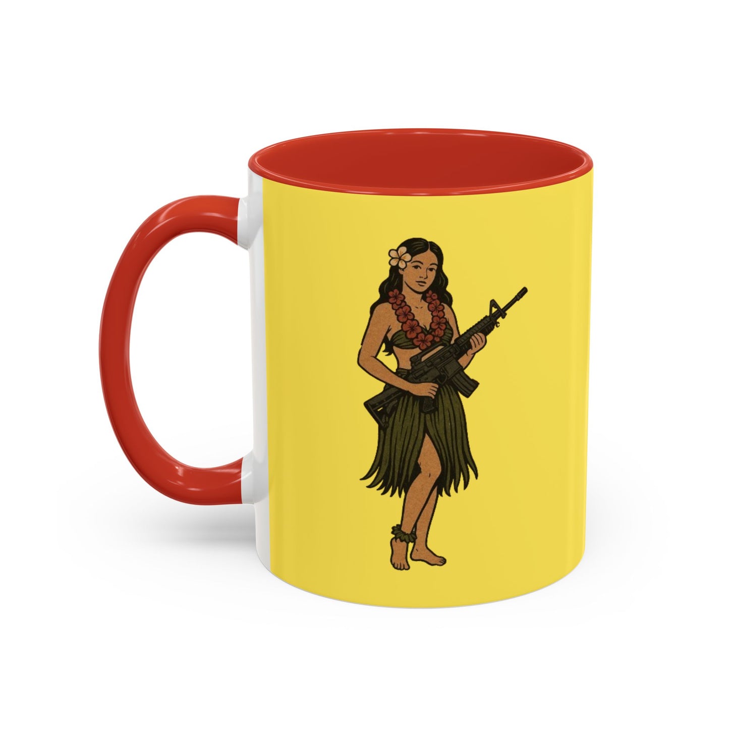 Hula Girl Packin' Heat Pineapple Accent Mug by theGreenDragonTavern.shop