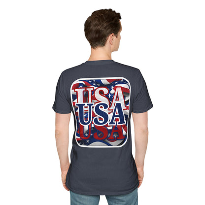 2-sided, Red White and BLUE USA Patriot Dark colors Unisex T-Shirt by theGreenDragonTavern.shop