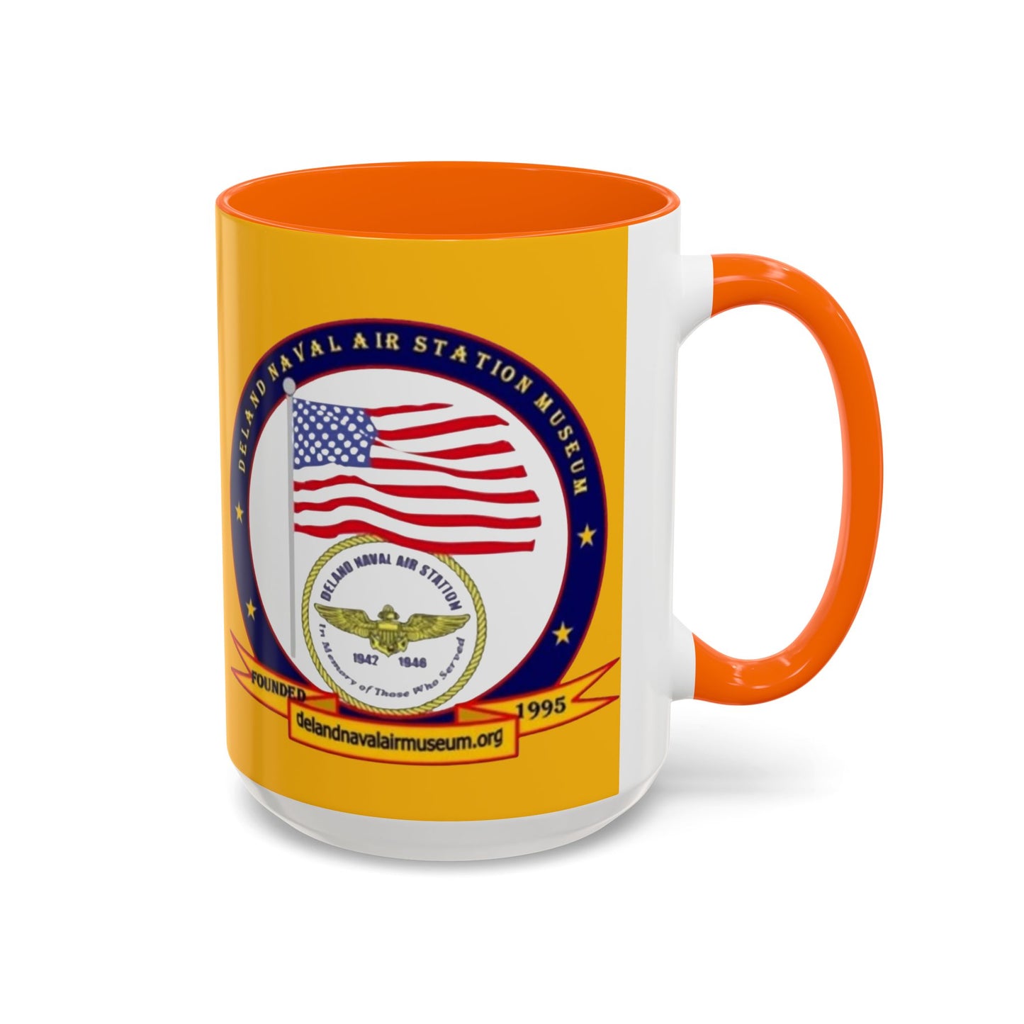 DeLand Naval Air Station Museum Yellow Accent Mug by theGreenDragonTavern.shop