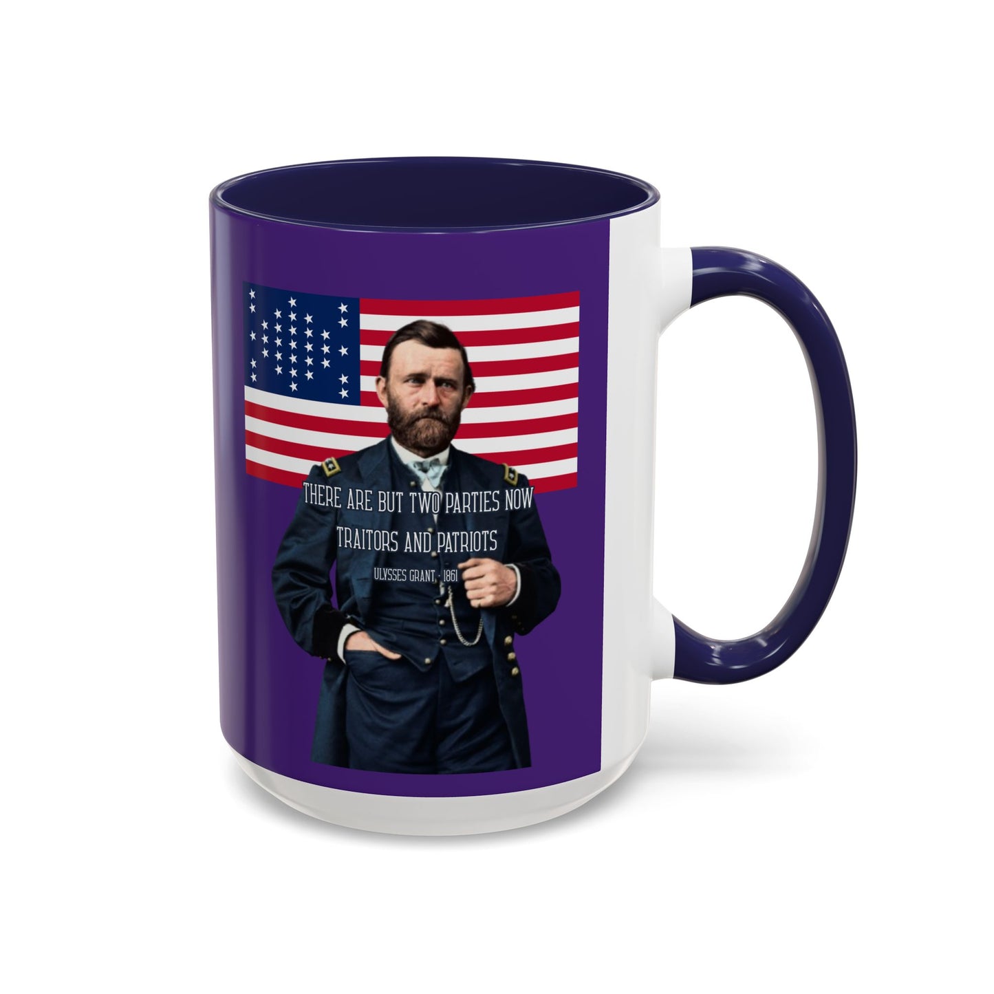 "Traitors and Patriots" Ulysses Grant Dark Purple Accent Mug by theGreenDragonTavern.shop