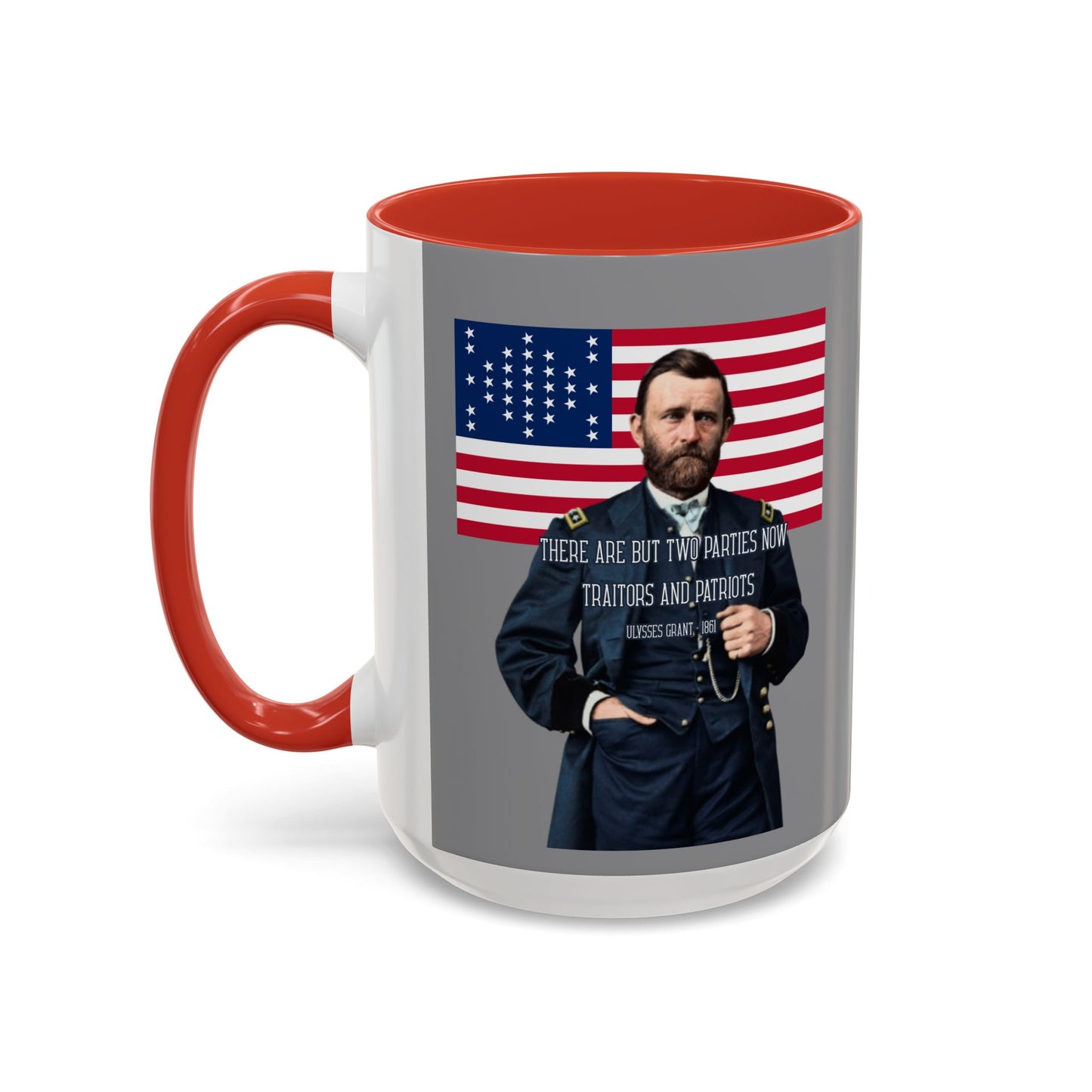 "Traitors and Patriots" Ulysses Grant Grey Accent Mug by theGreenDragonTavern.shop