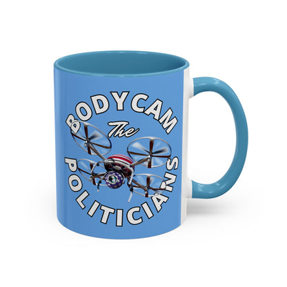 Bodycam the Politicians Drone Light Blue Accent Mug by theGreenDragonTavern.shop