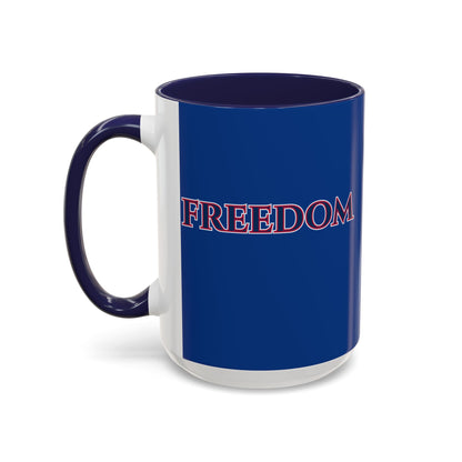 Freedom, Dark Blue Accent Mug by theGreenDragonTavern.shop