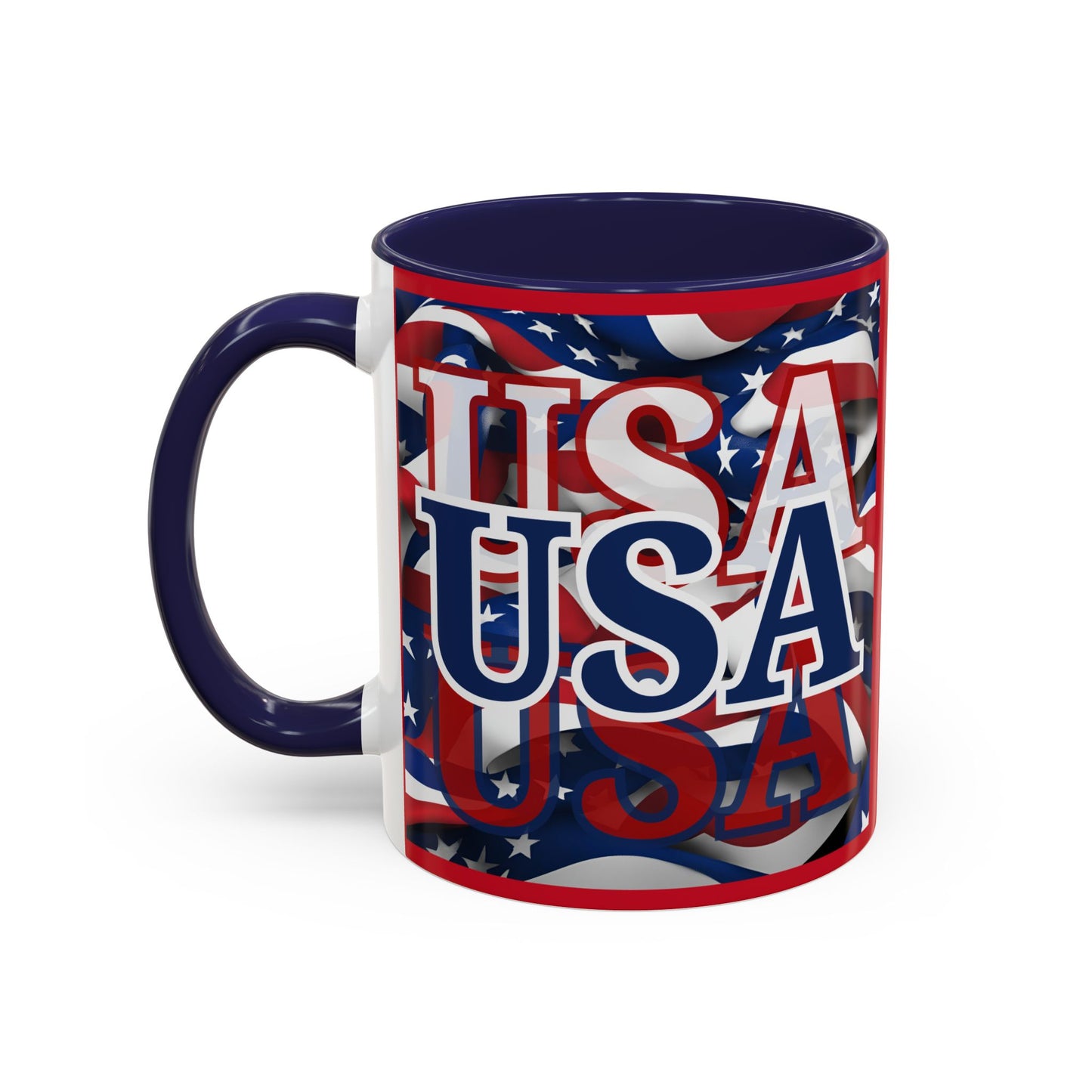 USA Blue font Center Patriot Red Accent Mug by theGreenDragonTavern.shop