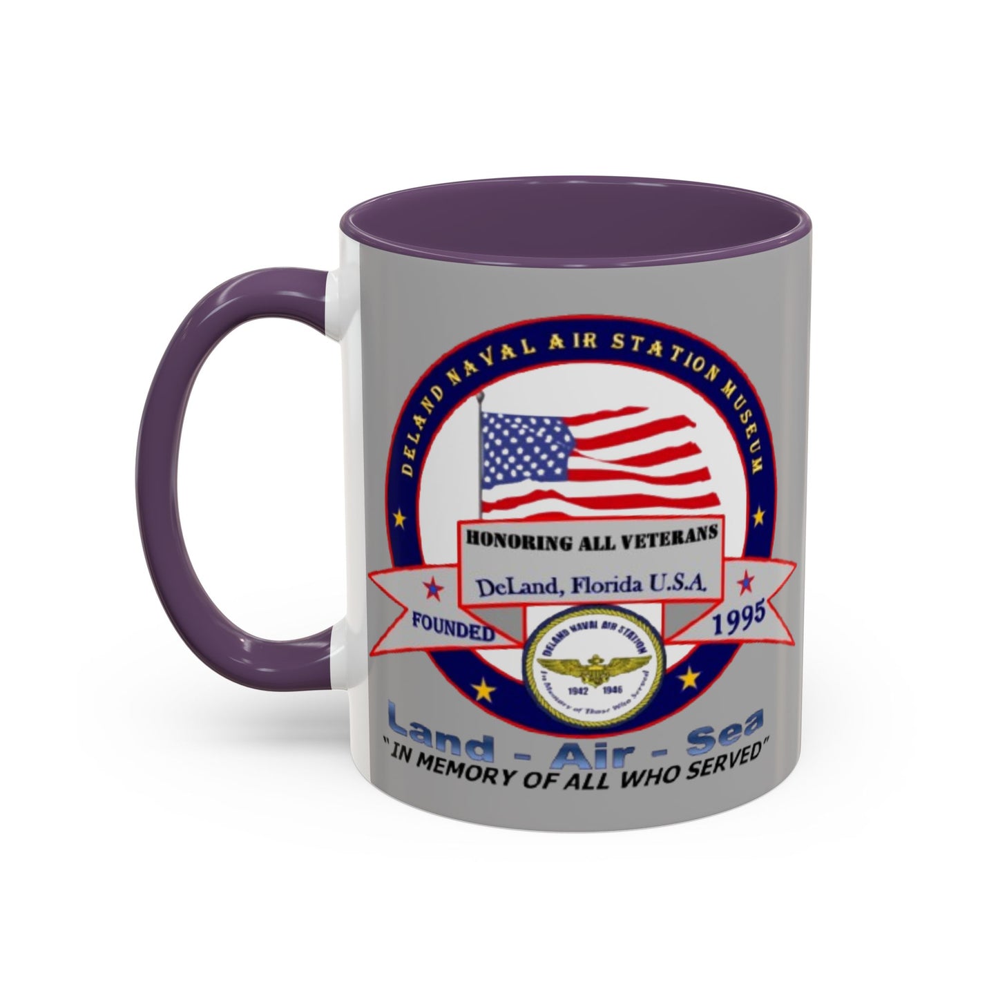 DNASM 2-sided, Founding & Student Art Light Grey Accent Mug by theGreenDragonTavern.shop