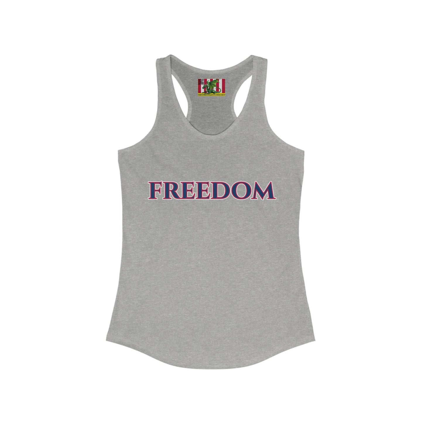 Freedom, Blue font Woman's Racerback Tank Top by theGreenDragonTavern.shop