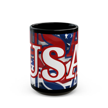 USA! USA! USA White font Patriot Blue Mug by theGreenDragonTavern.shop