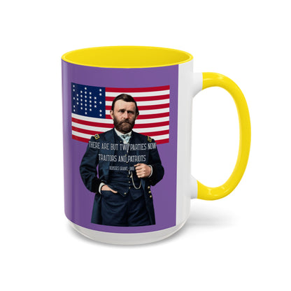 "Traitors and Patriots" Ulysses Grant Light Purple Accent Mug by theGreenDragonTavern.shop