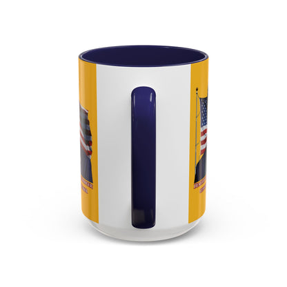 Charlie Kirk, Healthy Debate Yellow Accent Mug by theGreenDragonTavern.shop
