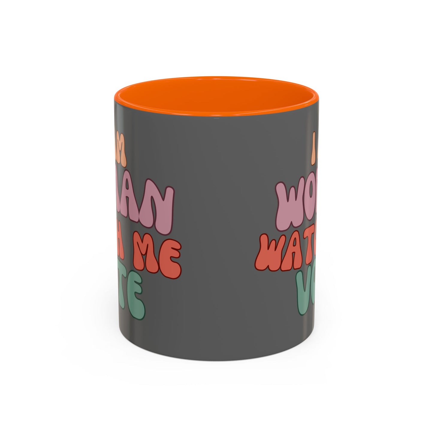 I Am Woman Watch Me Vote Grey Accent Mug by theGreenDragonTavern.shop