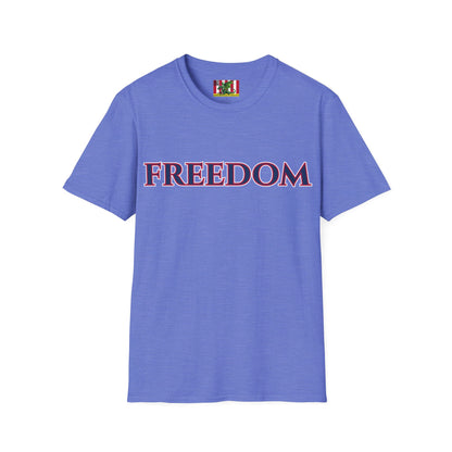 Freedom, Blue font, Light colors Unisex T-Shirt by theGreenDragonTavern.shop