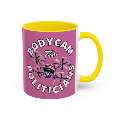Bodycam the Politicians Drone Pink Accent Mug by theGreenDragonTavern.shop