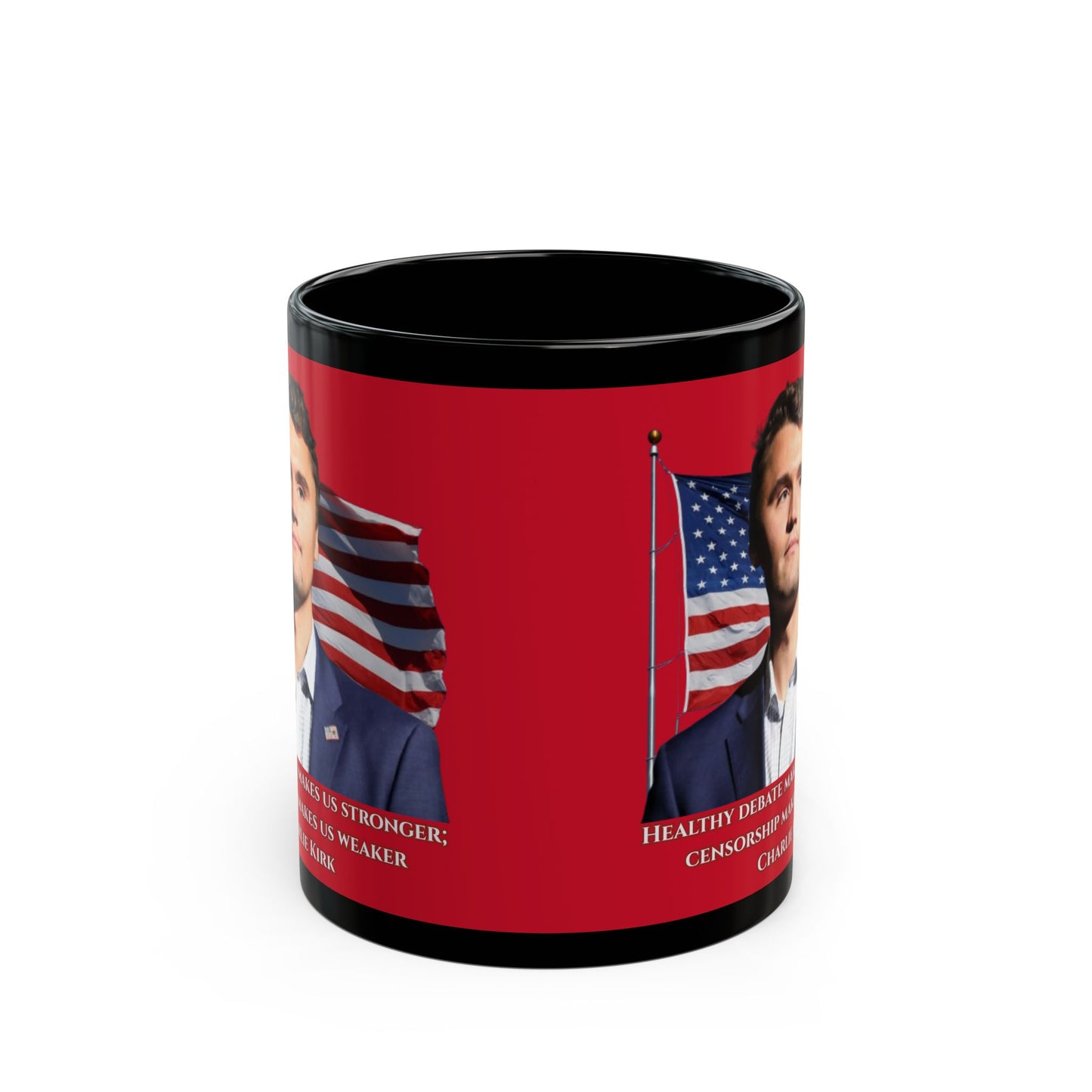 Charlie Kirk, Healthy Debate Red Mug by theGreenDragonTavern.shop