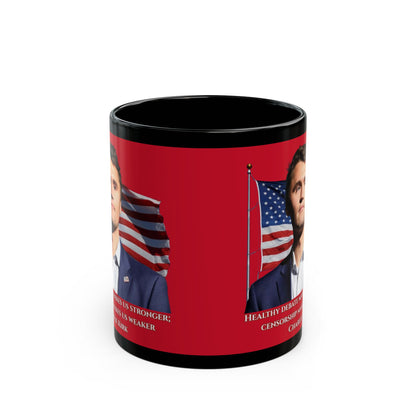 Charlie Kirk, Healthy Debate Red Mug by theGreenDragonTavern.shop