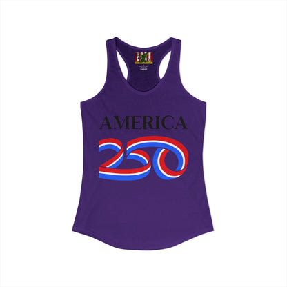 America 250 Black font Women's Racerback Tank Top by theGreenDragonTavern.shop
