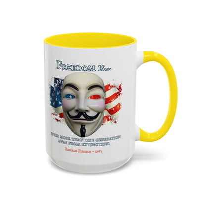 Ronald Reagan Freedom Vendetta White Accent Mug by theGreenDragonTavern.shop