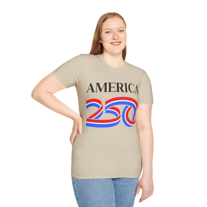 America 250 Black font, Light colors, Unisex T-Shirt by theGreenDragonTavern.shop