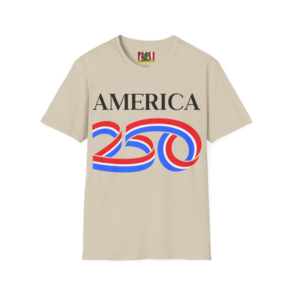 America 250 Black font, Light colors, Unisex T-Shirt by theGreenDragonTavern.shop