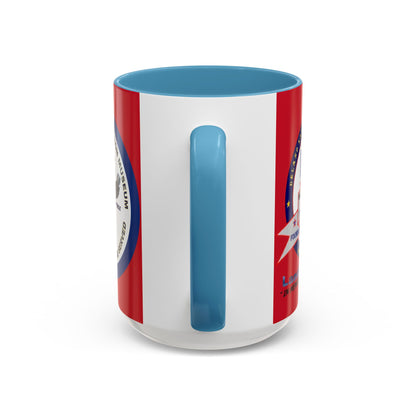 DNASM 2-sided, Founding & Student Art w/Navy Ring Red Accent Mug by theGreenDragonTavern.shop
