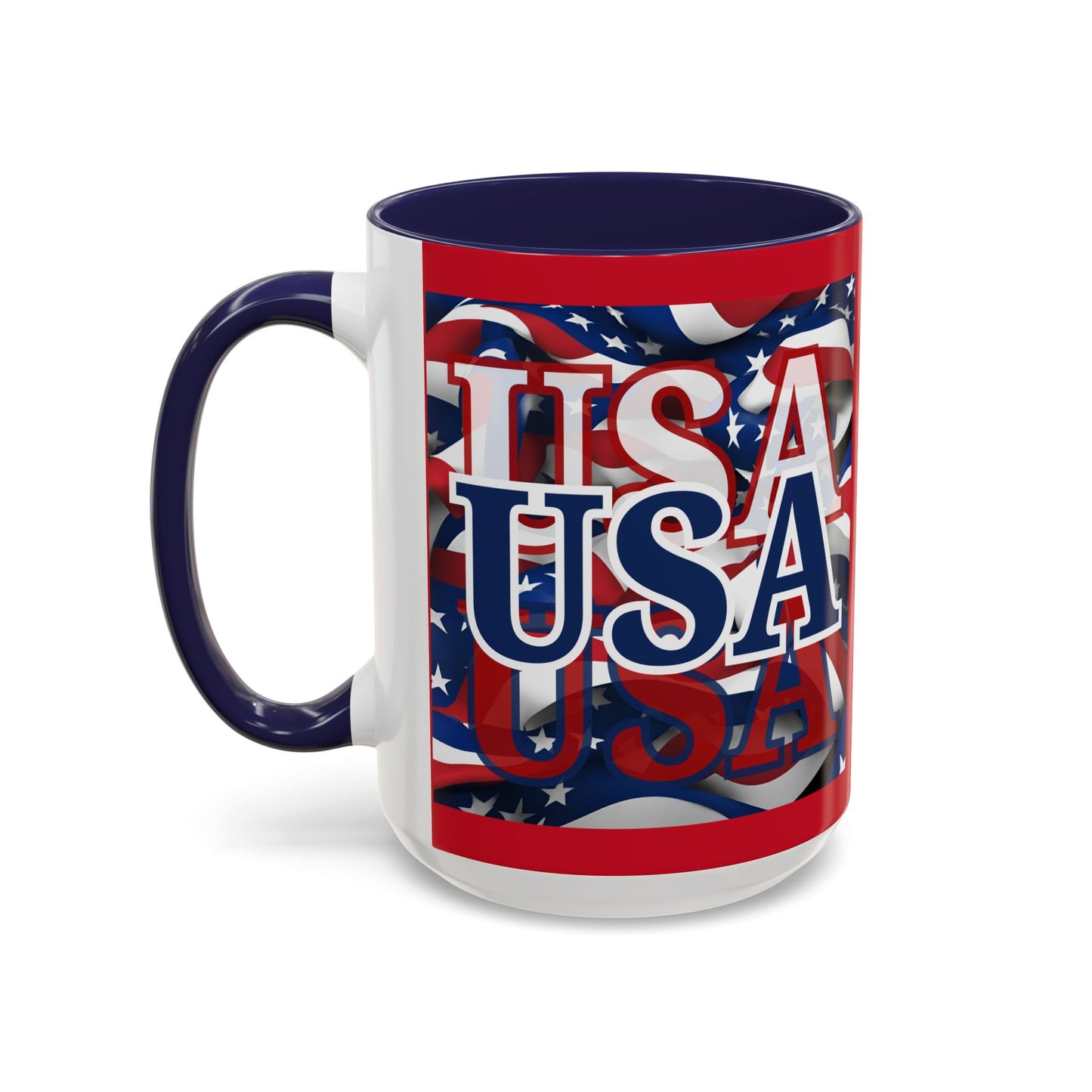 USA Blue font Center Patriot Red Accent Mug by theGreenDragonTavern.shop