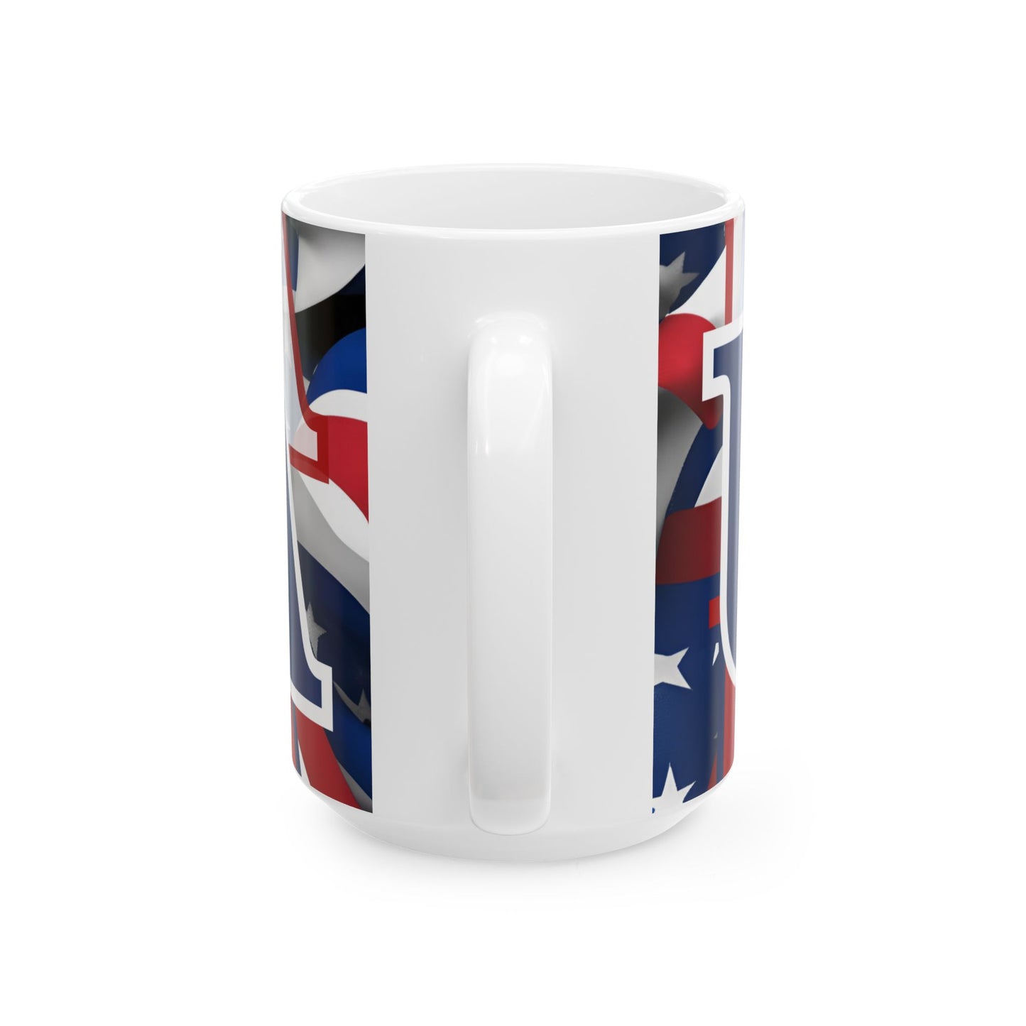 USA! USA! USA Blue font Patriot White Mug by theGreenDragonTavern.shop