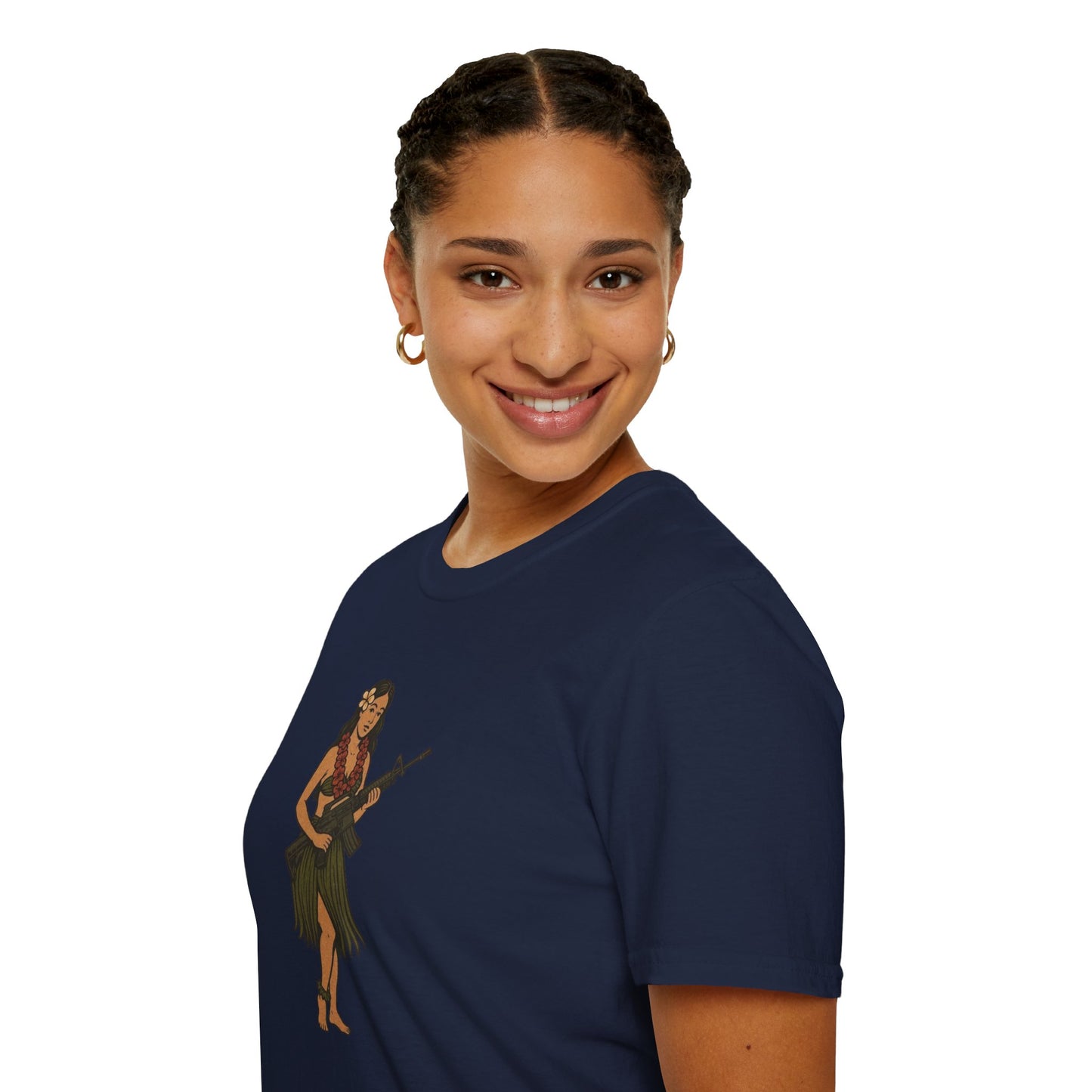 Hula Girl Packin' Heat Dark colors Unisex T-Shirt by theGreenDragonTavern.shop