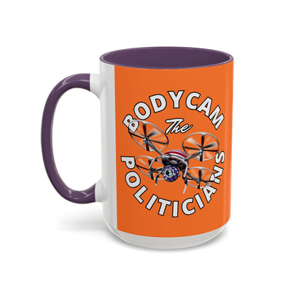 Bodycam the Politicians Drone Orange Accent Mug by theGreenDragonTavern.shop