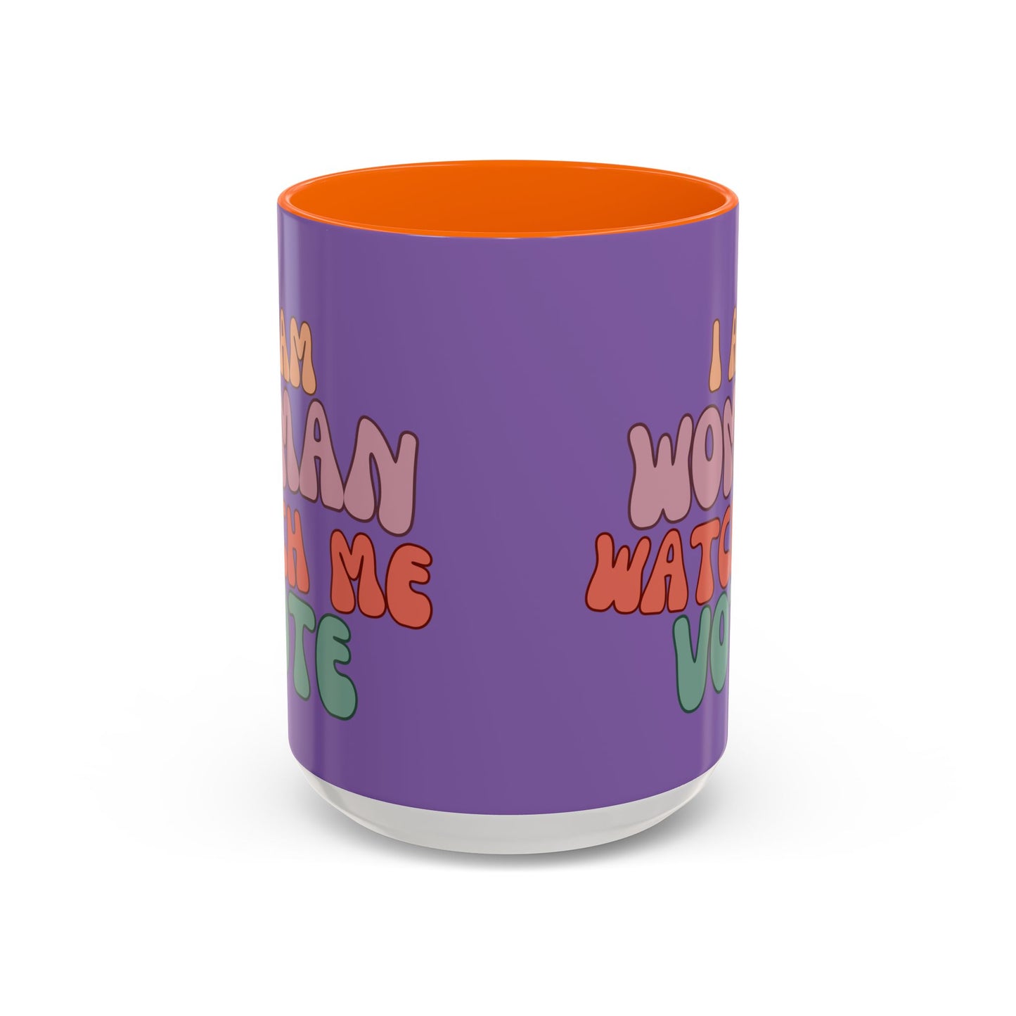 I Am Woman Watch Me Vote Purple Accent Mug by theGreenDragonTavern.shop