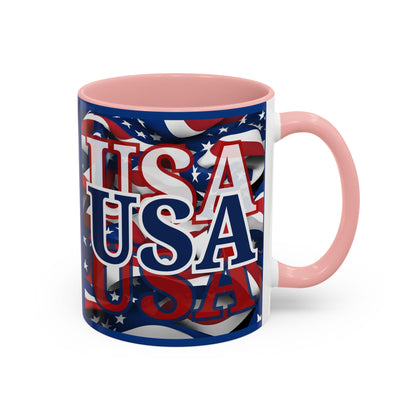 USA Blue font Center Patriot Blue Accent Mug by theGreenDragonTavern.shop