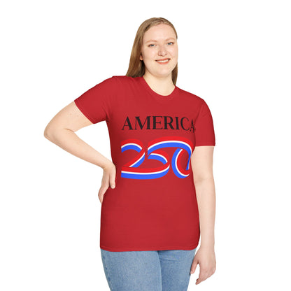 America 250 Black font, Light colors, Unisex T-Shirt by theGreenDragonTavern.shop