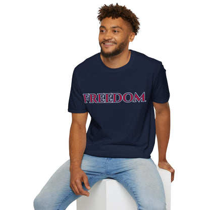 Freedom, Red font, Dark colors Unisex T-Shirt by theGreenDragonTavern.shop