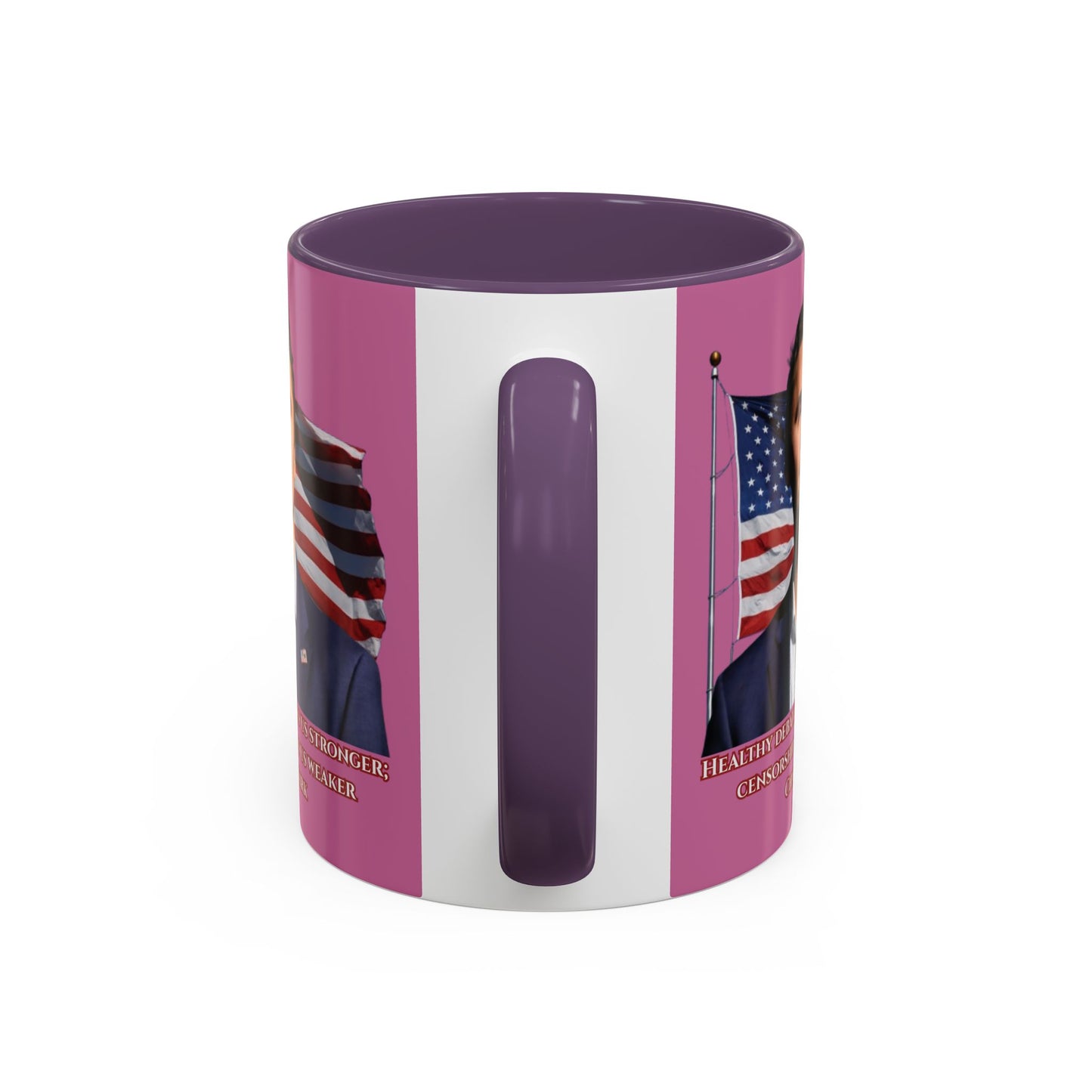 Charlie Kirk, Healthy Debate Pink Accent Mug by theGreenDragonTavern.shop