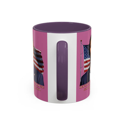 Charlie Kirk, Healthy Debate Pink Accent Mug by theGreenDragonTavern.shop