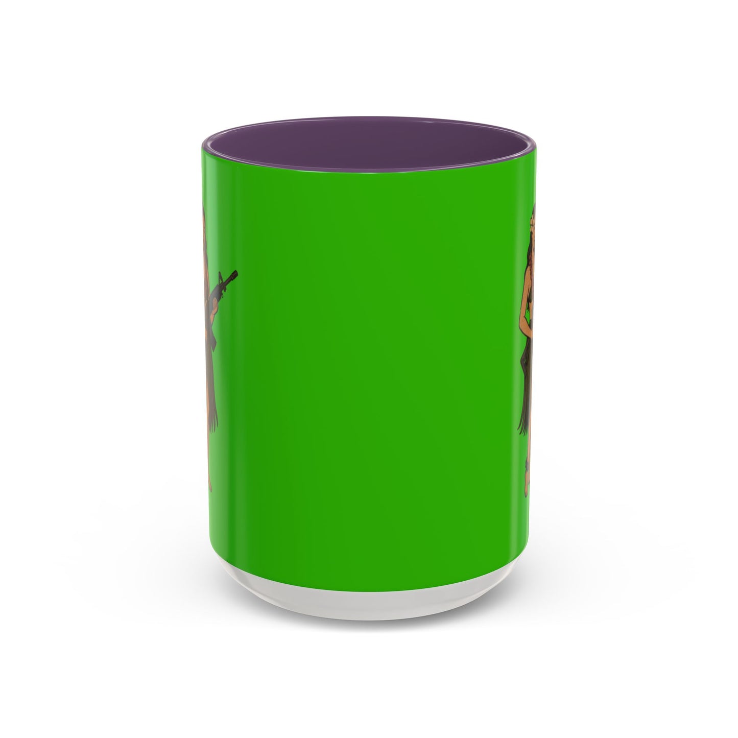 Hula Girl Packin' Heat Light Green Accent Mug by theGreenDragonTavern.shop