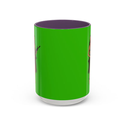 Hula Girl Packin' Heat Light Green Accent Mug by theGreenDragonTavern.shop
