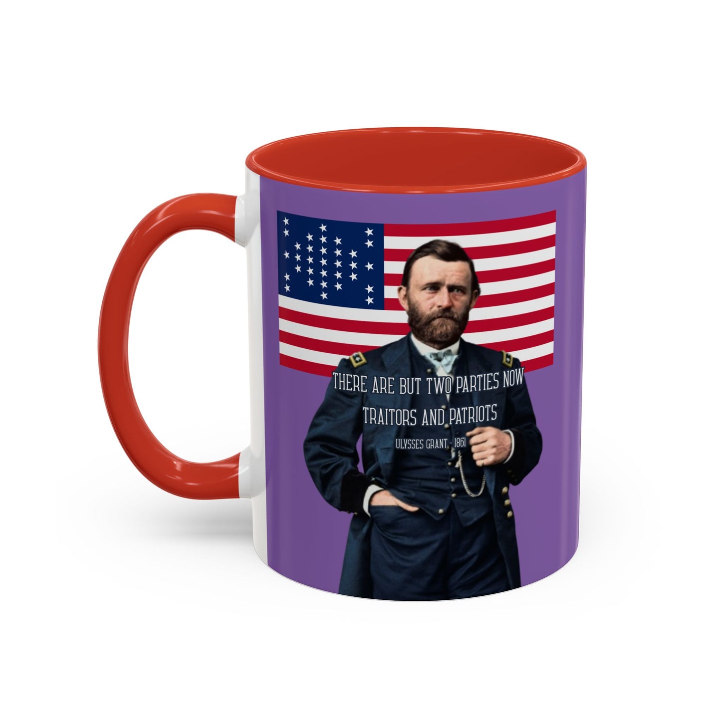 "Traitors and Patriots" Ulysses Grant Light Purple Accent Mug by theGreenDragonTavern.shop