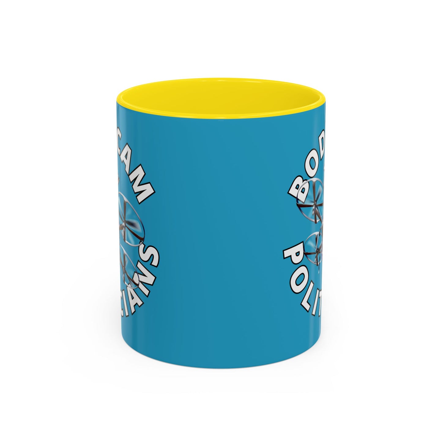 Bodycam the Politicians Drone Turquoise Accent Mug by theGreenDragonTavern.shop