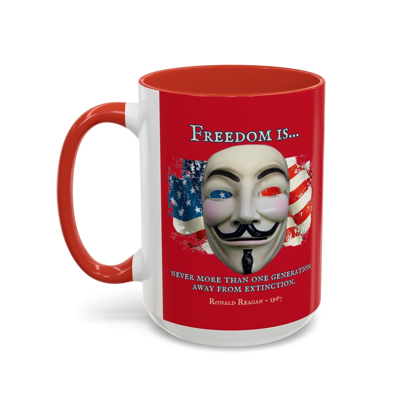 Ronald Reagan Freedom Vendetta Red Accent Mug by theGreenDragonTavern.shop