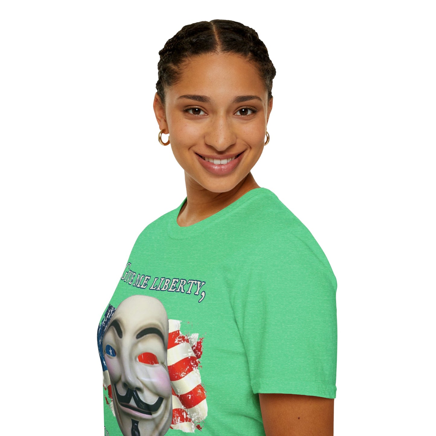 Vendetta, "Give me liberty, or give me death!" Dark colors Unisex T-Shirt by theGreenDragonTavern.shop